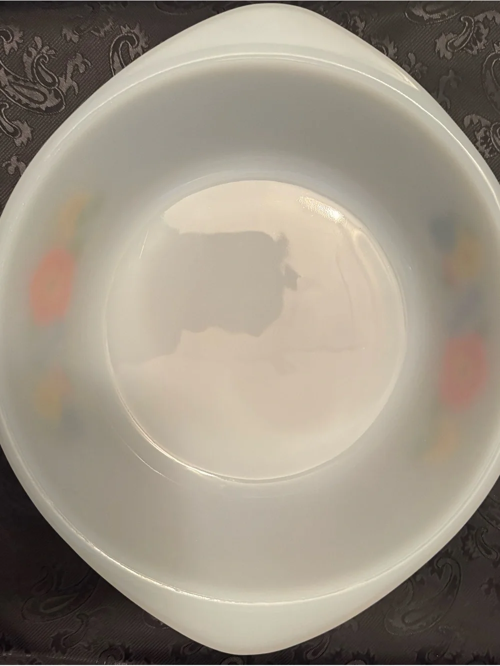 Vintage Glasbake 2 Quart Casserole Dish ~ Orange Bluebell Wildflowers